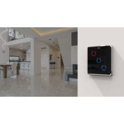 HE-TPS03-KK Touch Panel Switch, Z-Wave Plus v2 700-serien, 3 knapper, 2x indgange, 3x 5A udgange